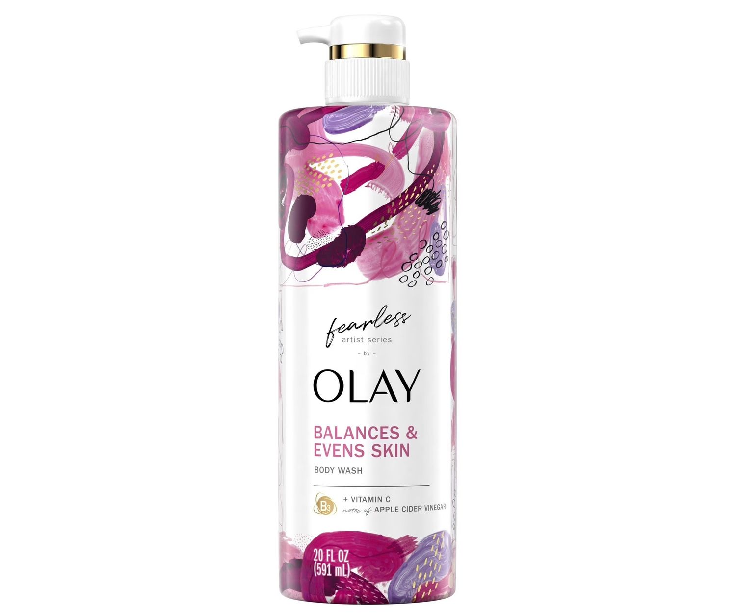OLAY FEARLESS BALANCING BODY WASH 591ML VITAMIN-C + APPLE CIDER VINEGAR