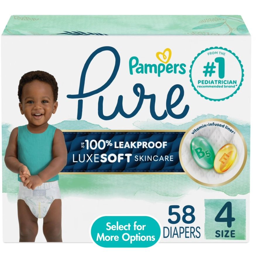 PAMPERS PURE 58 DIAPERS (SIZE 4)