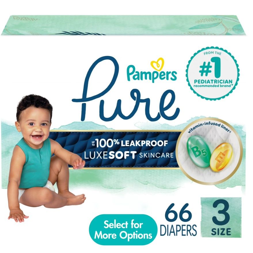 PAMPERS PURE 66 DIAPERS (SIZE 3)