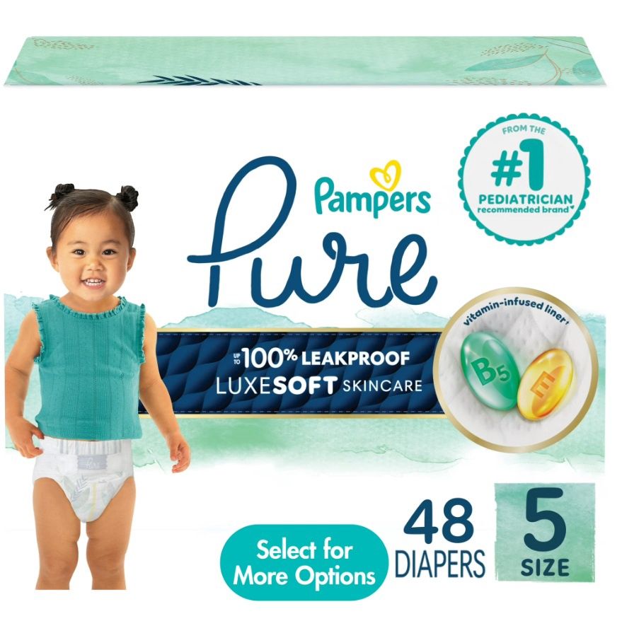 PAMPERS PURE 48 DIAPERS (SIZE 5)