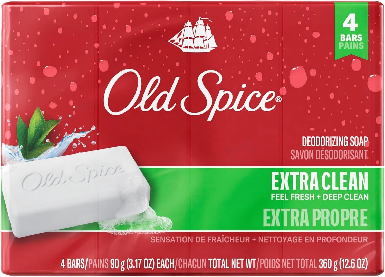 OLD SPICE BAR SOAP 90G EXTRA CLEAN (4PACK)