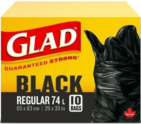 GLAD BLACK REGULAR 74L 10BAGS