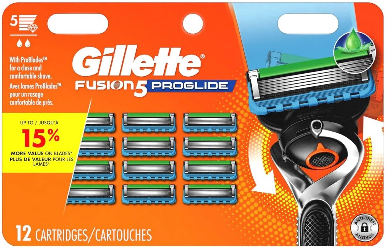 GILLETTE FUSION 5 PROGLIDE 12CARTRIDGES.