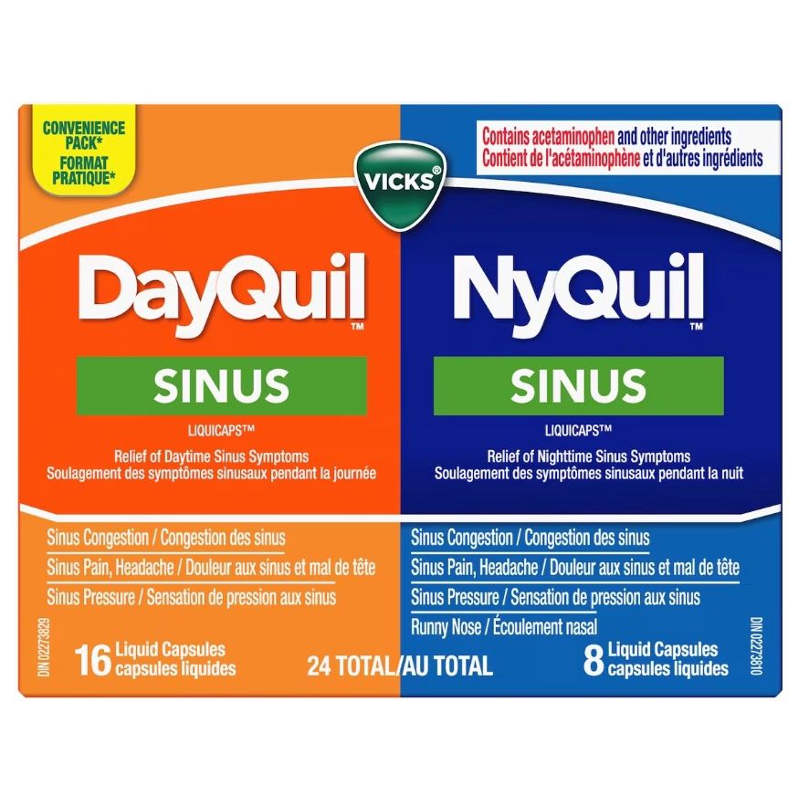 VICKS DAYQUIL SINUS LIQUID-CAPS 16'S + NYQUIL SINUS LIQUID-CAPS 8'S (TOTAL 24'S)  *CONVENIENCE PACK