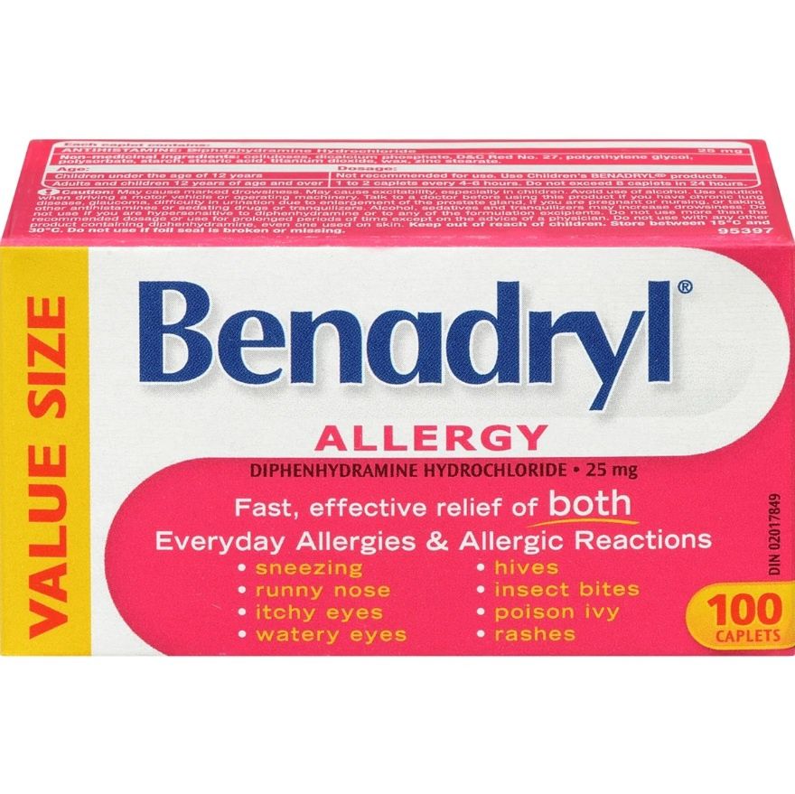 BENADRYL 25MG ALLERGY 100CAPLETS
