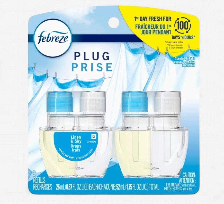 FEBREZE PLUG SCENTED OIL REFILLS 26ML LINEN &amp; SKY (2PACK)