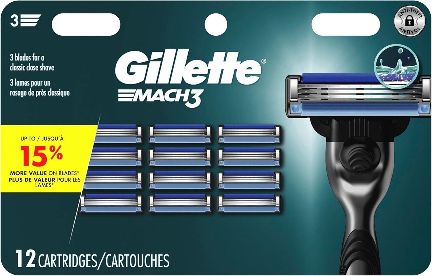 GILLETTE MACH3 12CARTRIDGES.