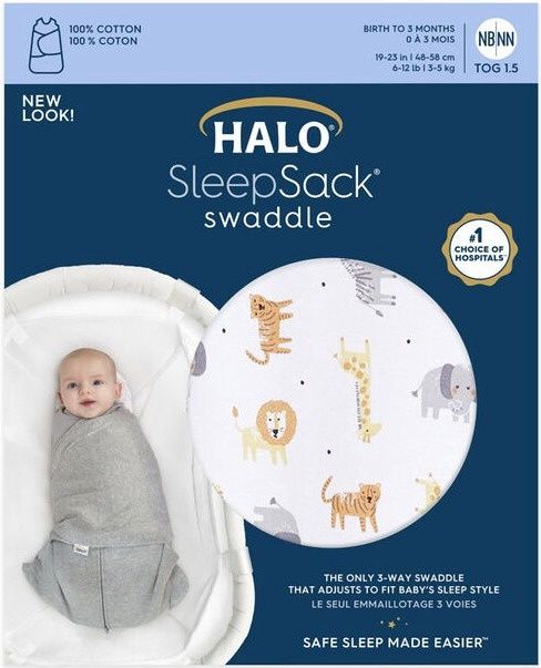 HALO SLEEP SACK SWADDLE (3 TO 6 MONTHS) JUNGLE ANIMALS