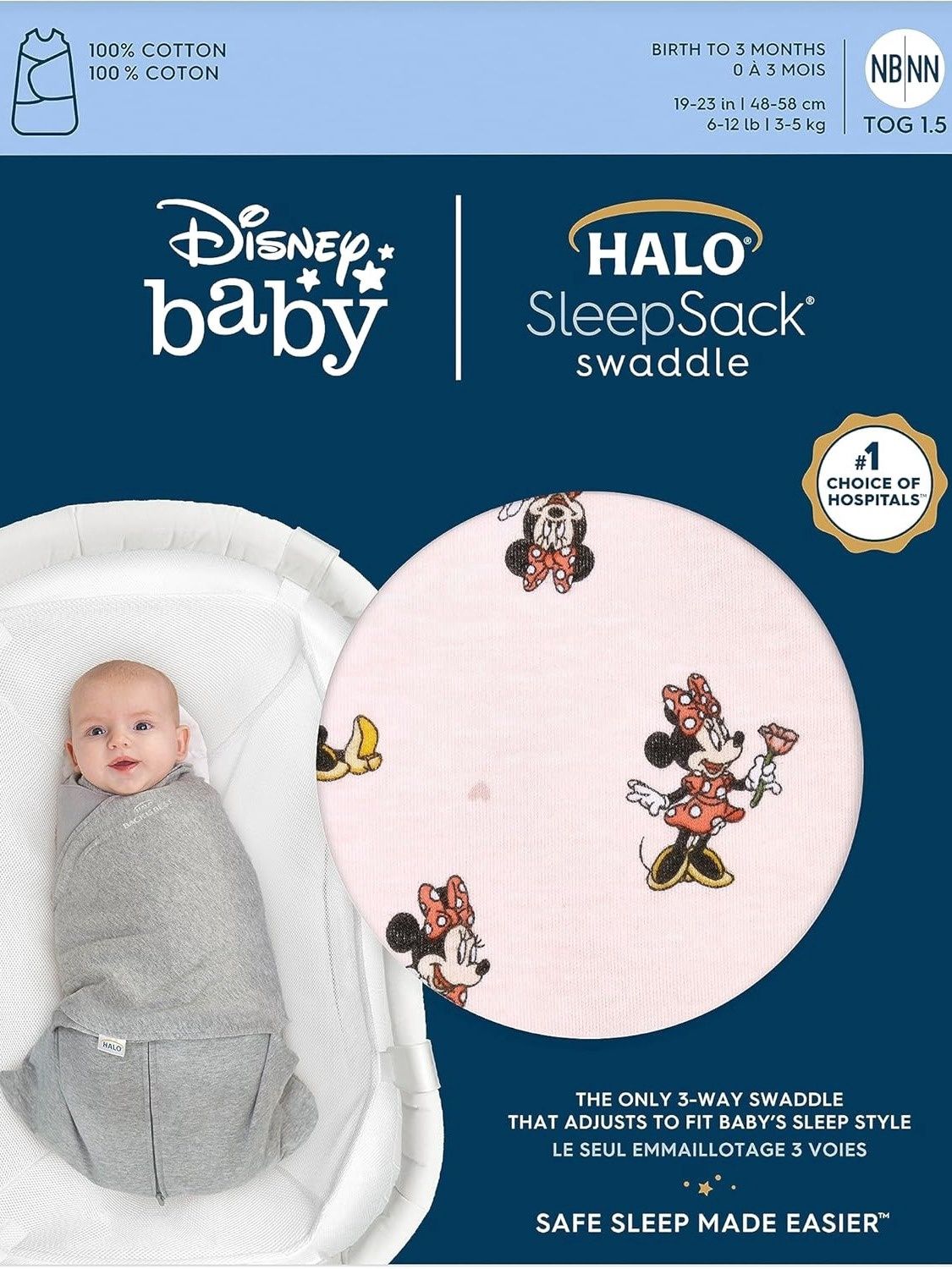HALO SLEEP SACK SWADDLE (3 TO 6 MONTHS) DISNEY BABY MINNIE MOUSE