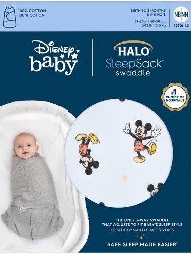 HALO SLEEP SACK SWADDLE (NEWBORN TO 3 MONTHS) DISNEY BABY MICKEY MOUSE
