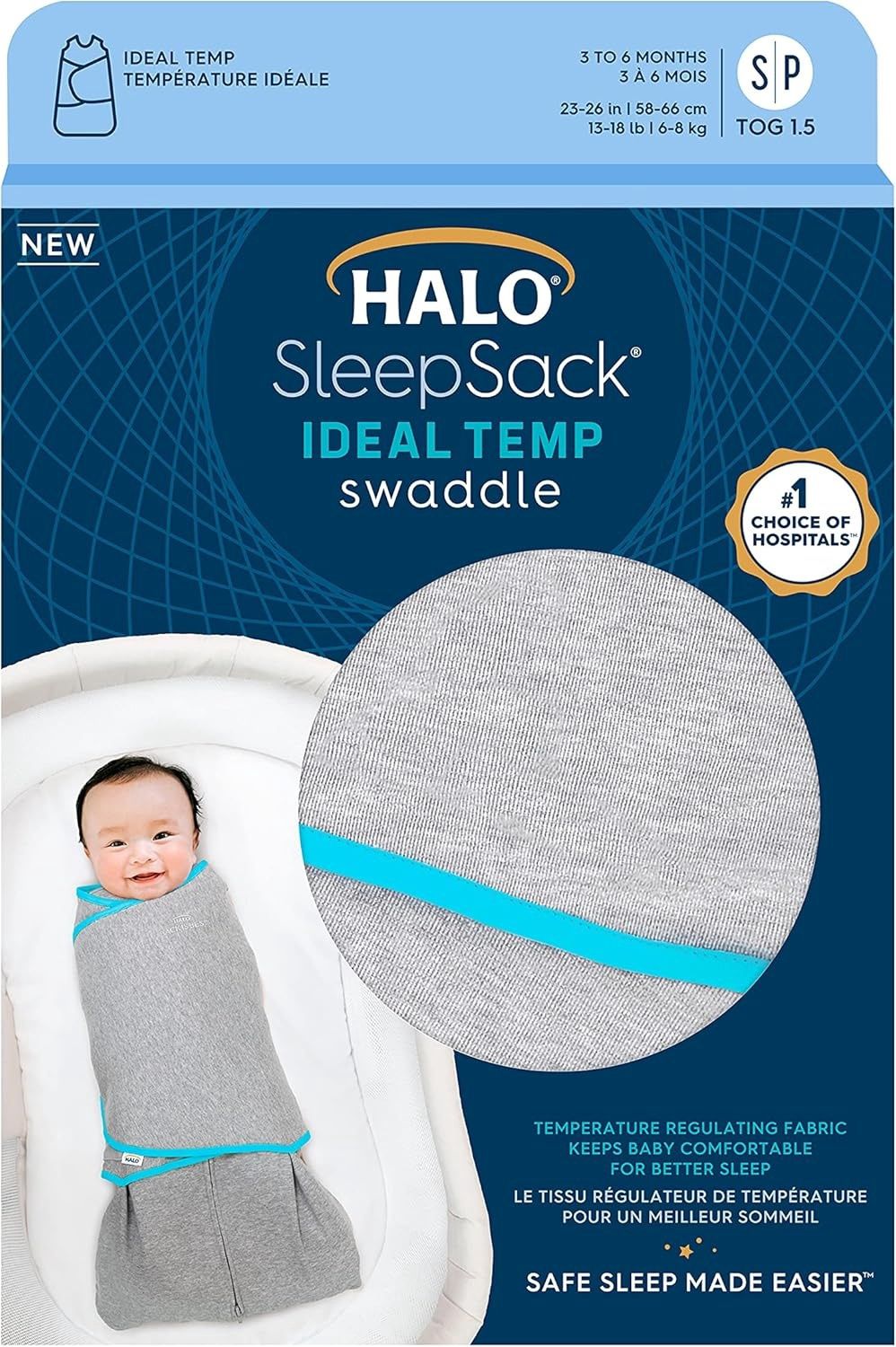 HALO SLEEP SACK SWADDLE (NEWBORN TO 3 MONTHS) IDEAL TEMP
