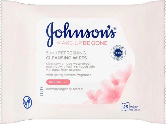 JOHNSONS MAKE-UP BE GONE 5-IN-1 REFRESHING CLEANSING WIPES 25'S