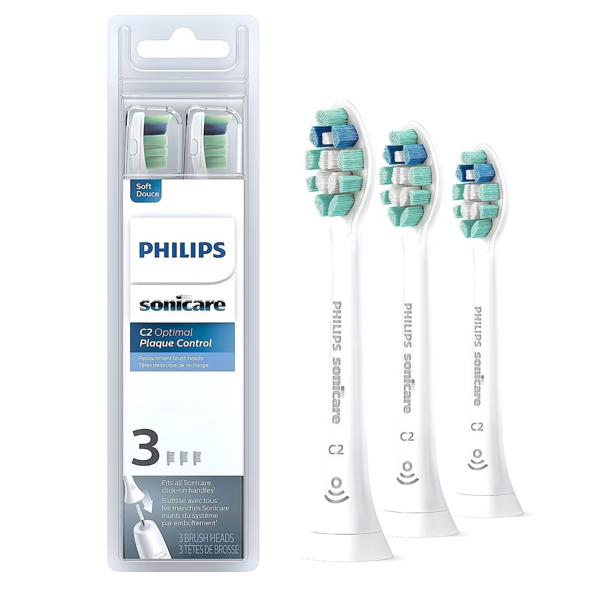 PHILIPS SONICARE C2 PLAQUE CONTROL REPLACEMENT BRUSH HEADS (3PACK)