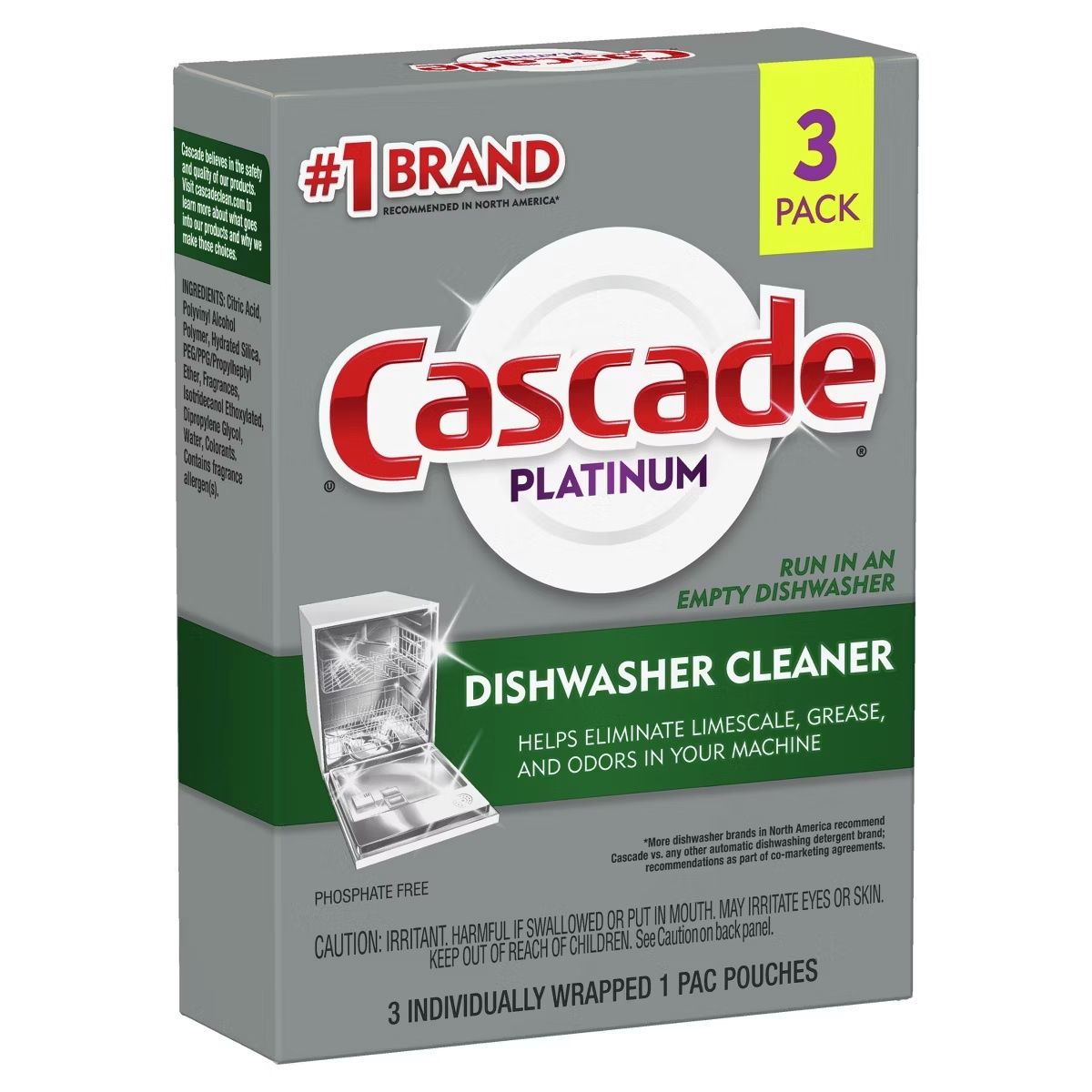 CASCADE PLATINUM DISHWASHER CLEANER FRESH SCENT (3PACK)