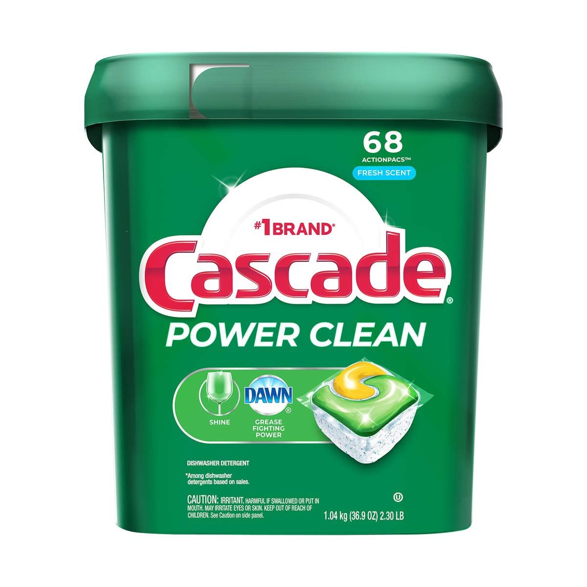 CASCADE POWER CLEAN ACTION PACS FRESH SCENT 68'S