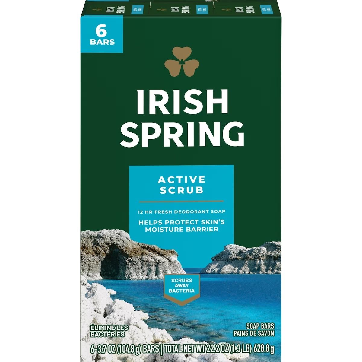 IRISH SPRING BAR SOAP 104.8G ACTIVE SCRUB (6PACK)