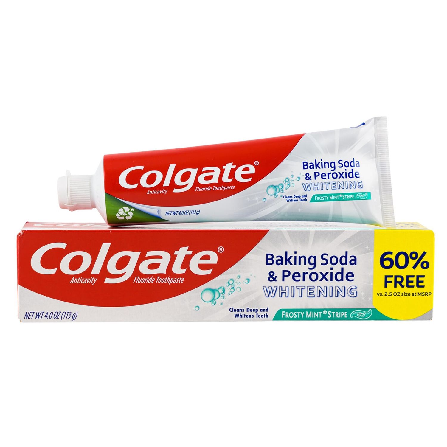 COLGATE ANTICAVITY FLUORIDE TOOTHPASTE BAKING SODA &amp; PEROXIDE WHITENING FROSTY MINT STRIPE GEL 113G