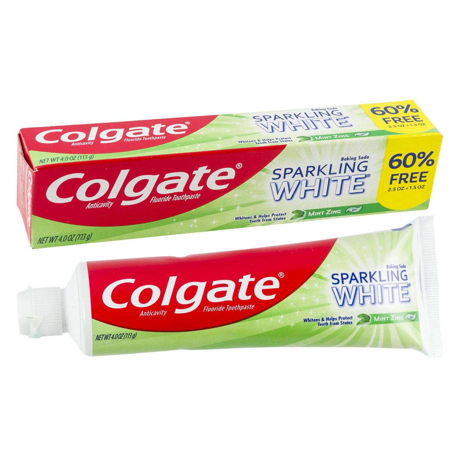 COLGATE ANTICAVITY FLUORIDE TOOTHPASTE BAKING SODA SPARKLING WHITE MINT ZING GEL 113G
