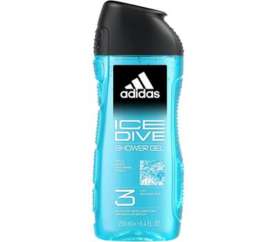 ADIDAS BODY WASH 250ML ICE DIVE 3-IN-1 COOL &amp; AQUATIC