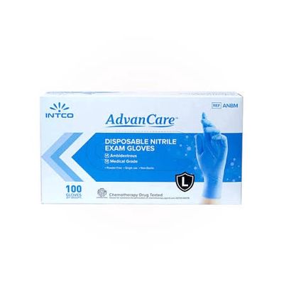 ADVANCARE BLUE NITRILE GLOVES 100CT SIZE LG