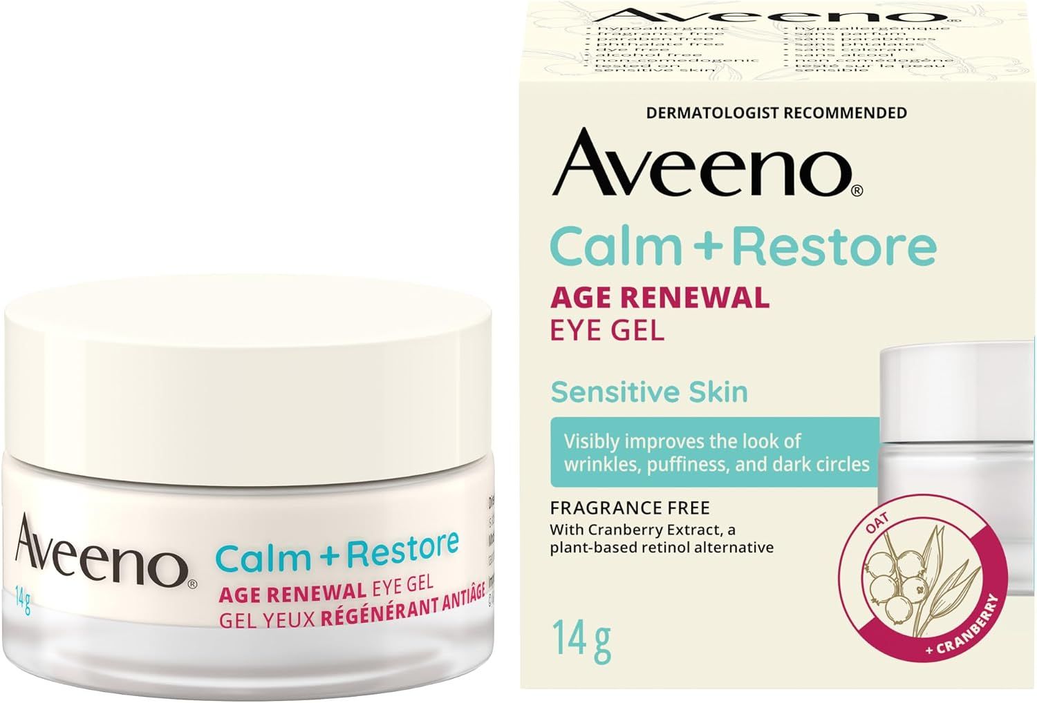 AVEENO CALM+RESTORE EYE GEL 14G