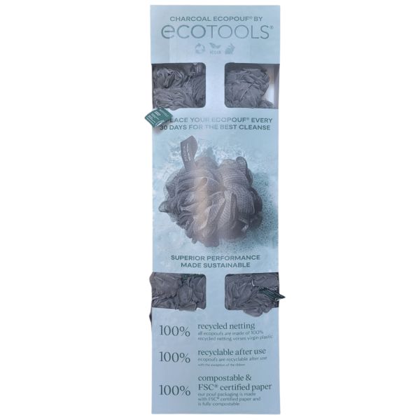 ECOTOOLS CHARCOAL INFUSED GENTLE CLEANSING LOOFAH GRAY