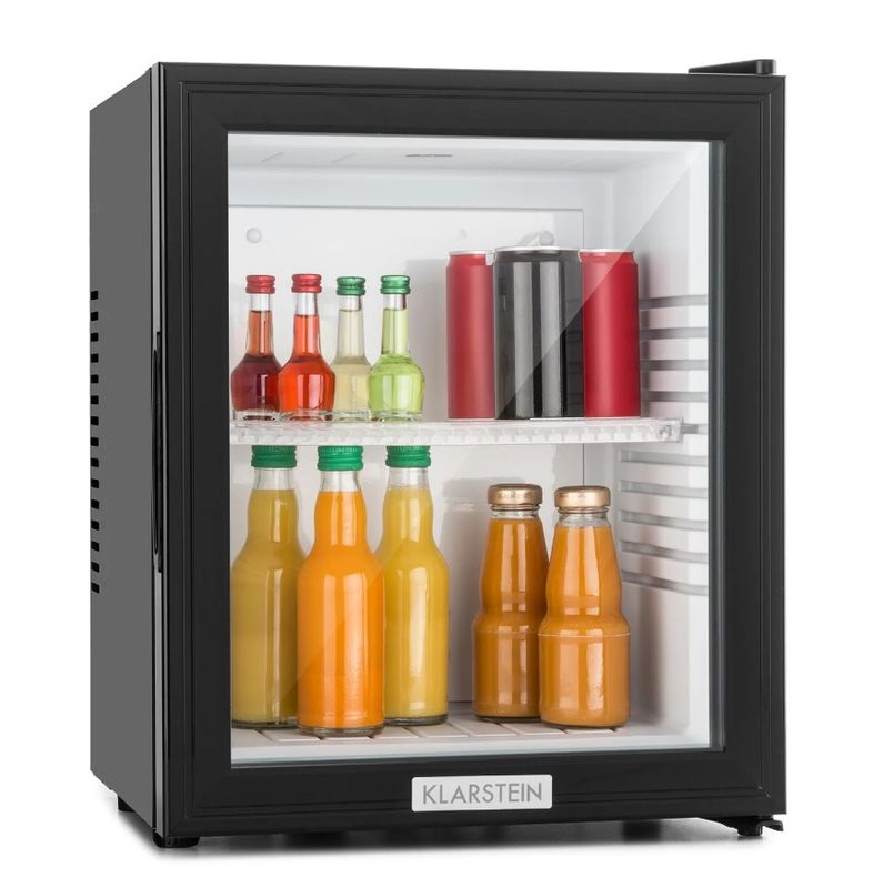 MAŁA LODÓWKA MINI CHŁODZIARKA MINIBAR KLARSTEIN LED 38CM 24L CZARNA INOX