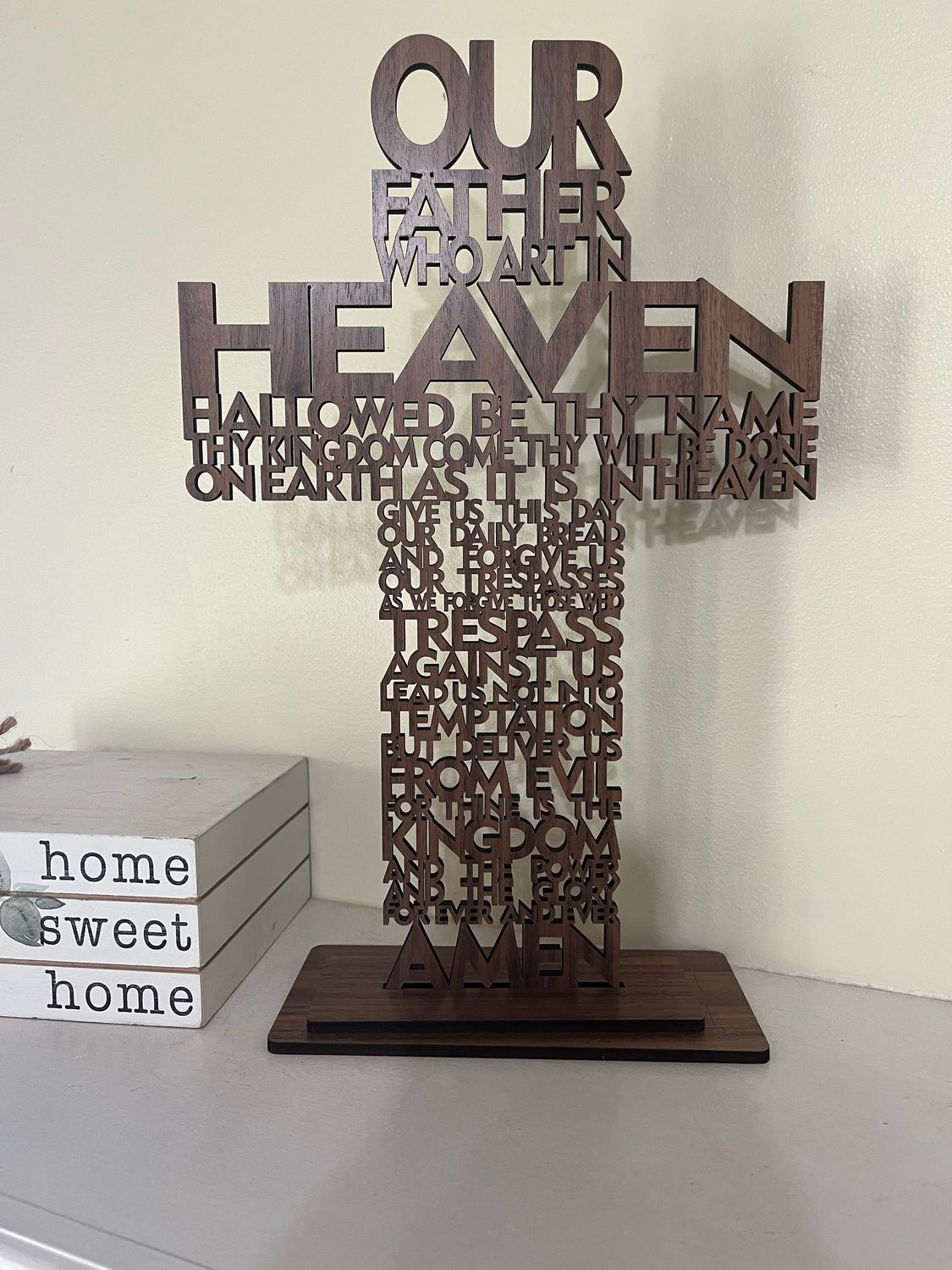 &quot;The Lord&#39;s Prayer&quot; Walnut Cross