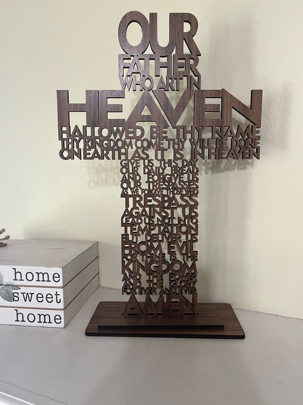 &quot;The Lord&#39;s Prayer&quot; Walnut Cross