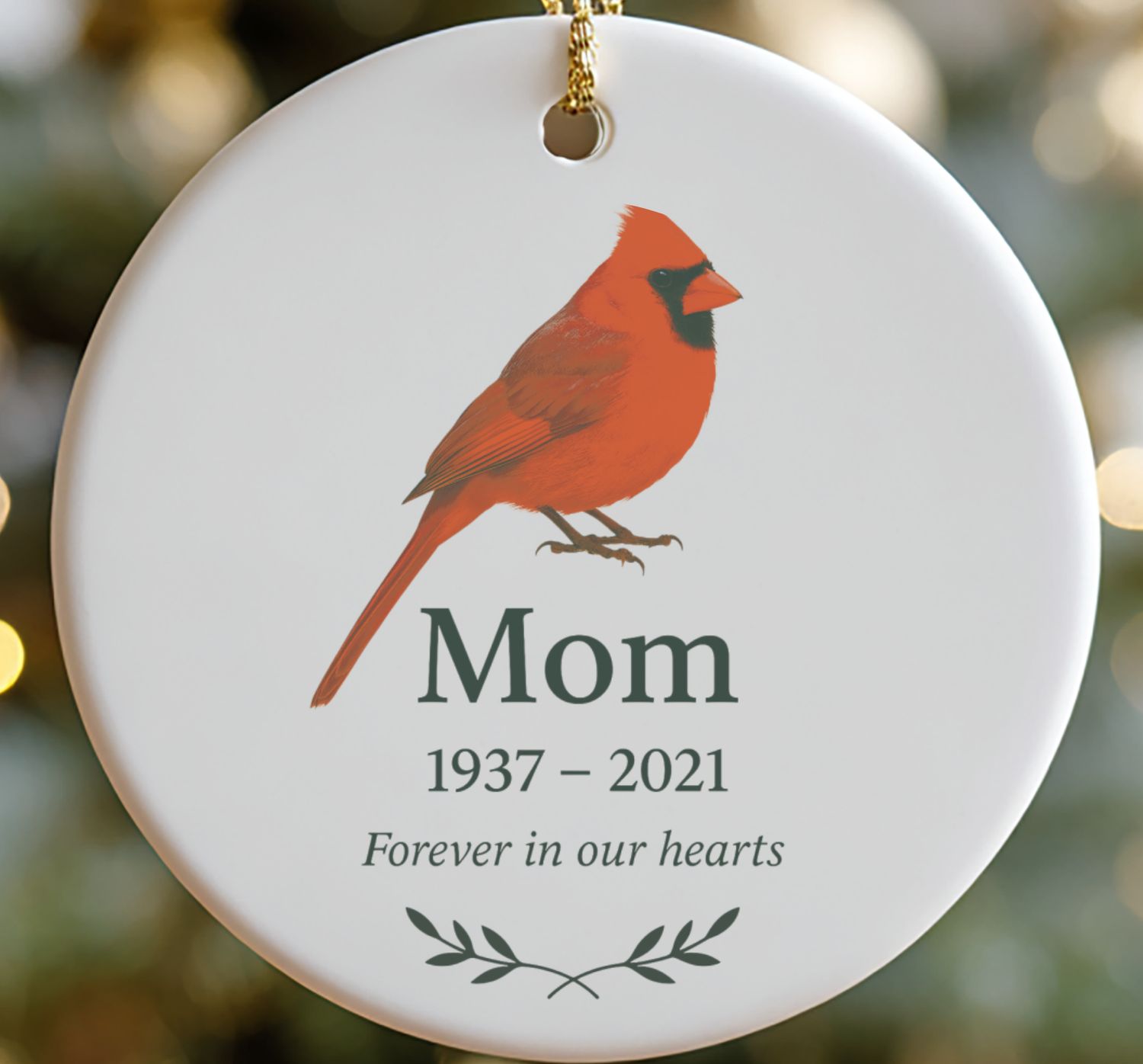 Personalized Cardinal Memorial Ornament: Remembrance Sympathy Gift