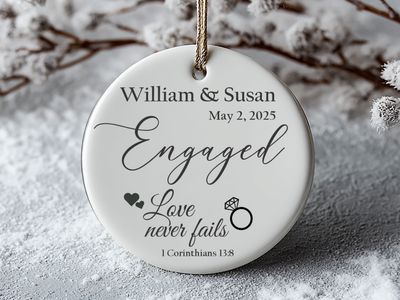 Personalized Engagement Ornament: Christian Newly Engaged Keepsake