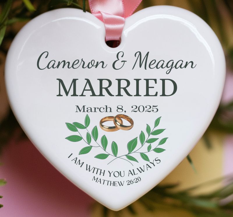 Personalized Newly Married Ornament: Christian Wedding Keepsake