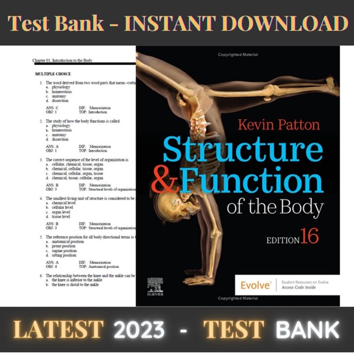 Test Bank Structure &amp; Function of the Body 16th Edition Kevin T. Patton