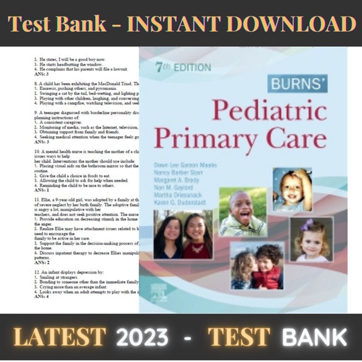 Test bank for Burns&#39; Pediatric Primary Care 7th Edition