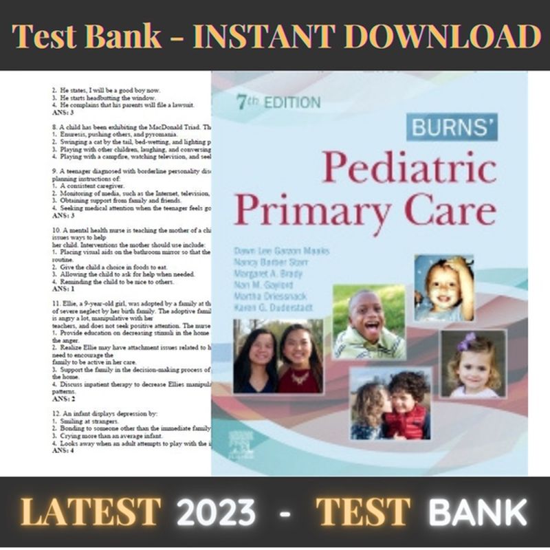 Test bank for Burns' Pediatric Primary Care 7th Edition