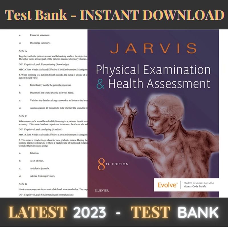 Test Bank  Physical Examination and Health Assessment 8th Edition By Carolyn Jarvis