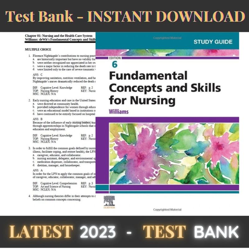 Test Bank Fundamental Concepts and Skills for Nursing 6th Edition Williams