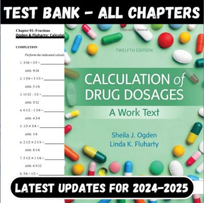 Test Bank For Calculation of Drug Dosages 12th Edition By Sheila Ogden  PDF instant Download