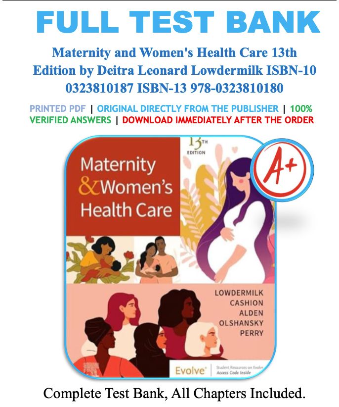 Test Bank Maternity and Women's Health Care 13th Edition