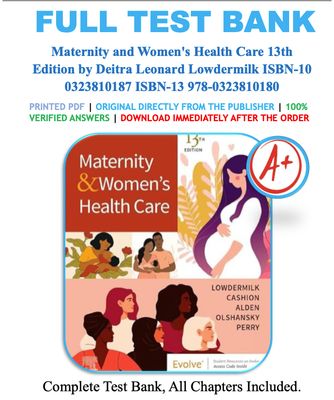 Test Bank Maternity and Women's Health Care 13th Edition