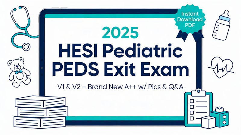 2025 HESI Pediatric PEDS Exit Exam V1 &amp; V2 – Brand New A++ Test Bank w/ Pics &amp; Q&amp;A PDF ​