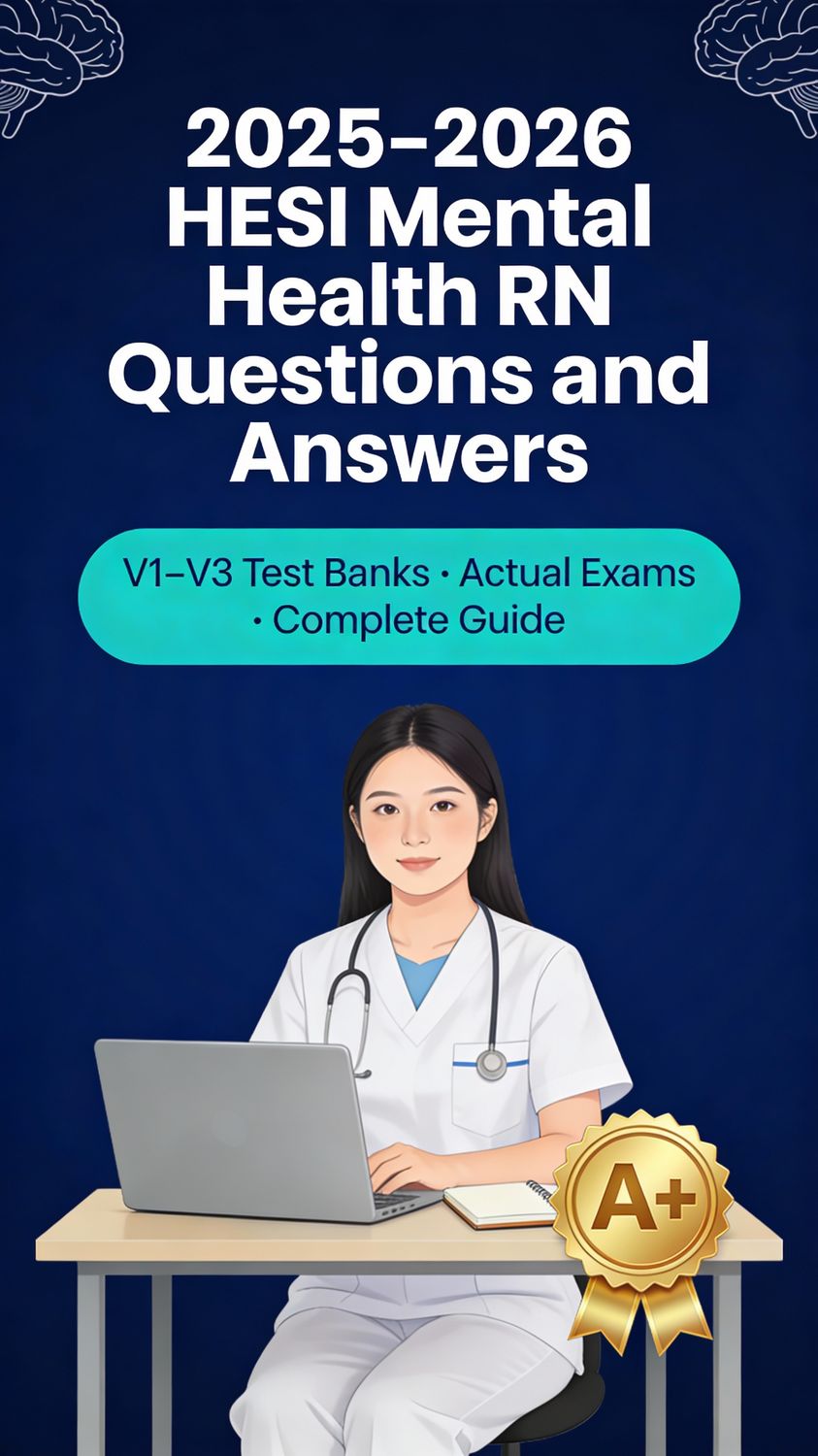 2025-2026 HESI Mental Health RN Q&amp;A: V1-V3 Test Banks | Actual Exam Complete Guide | Rated A+