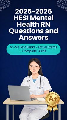 2025-2026 HESI Mental Health RN Q&amp;A: V1-V3 Test Banks | Actual Exam Complete Guide | Rated A+