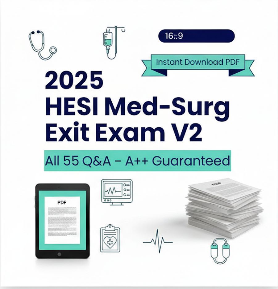 2025 HESI Med-Surg Exit Exam V2 – All 55 Q&amp;A, A++ Guaranteed