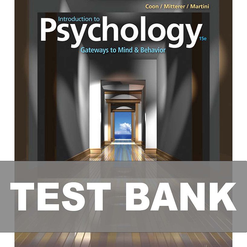 Introduction to Psychology Gateways to Mind and Behavior 15th Edition TEST BANK