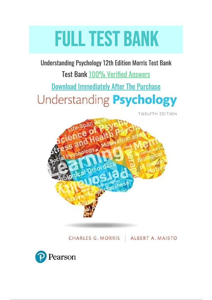 Understanding Psychology 12th Edition Morris Test Bank