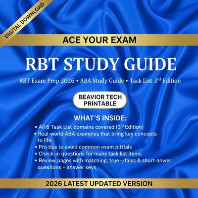 RBT Study Guide 2026 Exam Prep | Digital &amp; Printable 3rd Edition Task List Roadmap for Registered Behavior Technicians