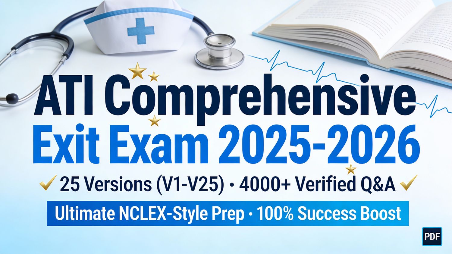 ATI Comprehensive Exit Exam 2025–2026 | 25 Versions (V1–V25) with 4000+ Verified Q&amp;A / 955 Pages