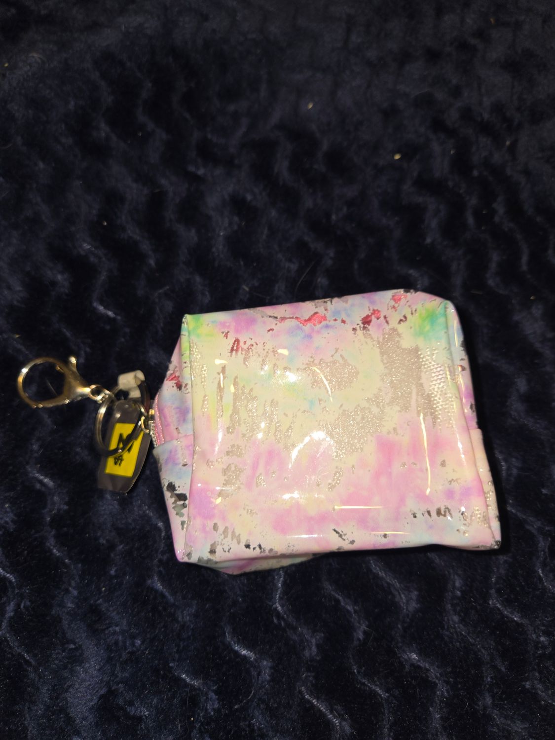 Key Chain Change Purse - Clear with pink tie dye