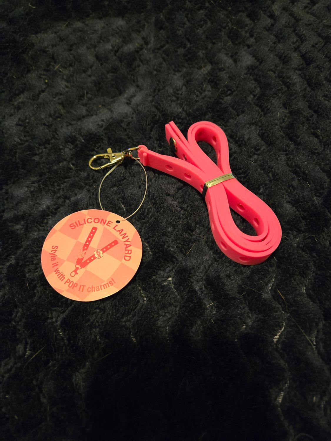 Pink Silicone Lanyard ( style it with POP IT charms)